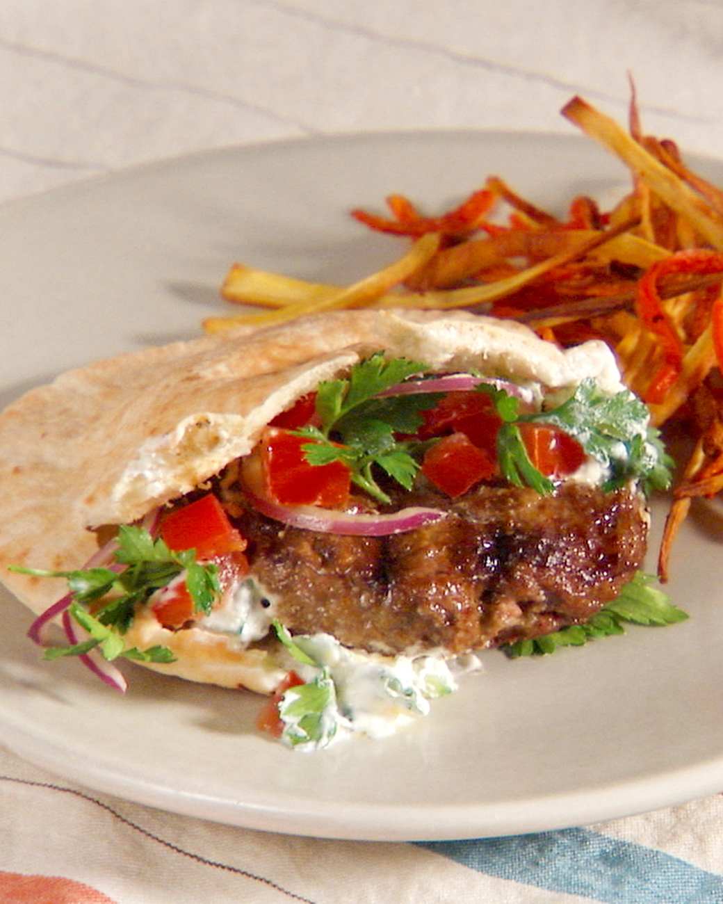 Mad Hungry Recipe: Lamb Burgers with Tzatziki Sauce and Parsley Salad